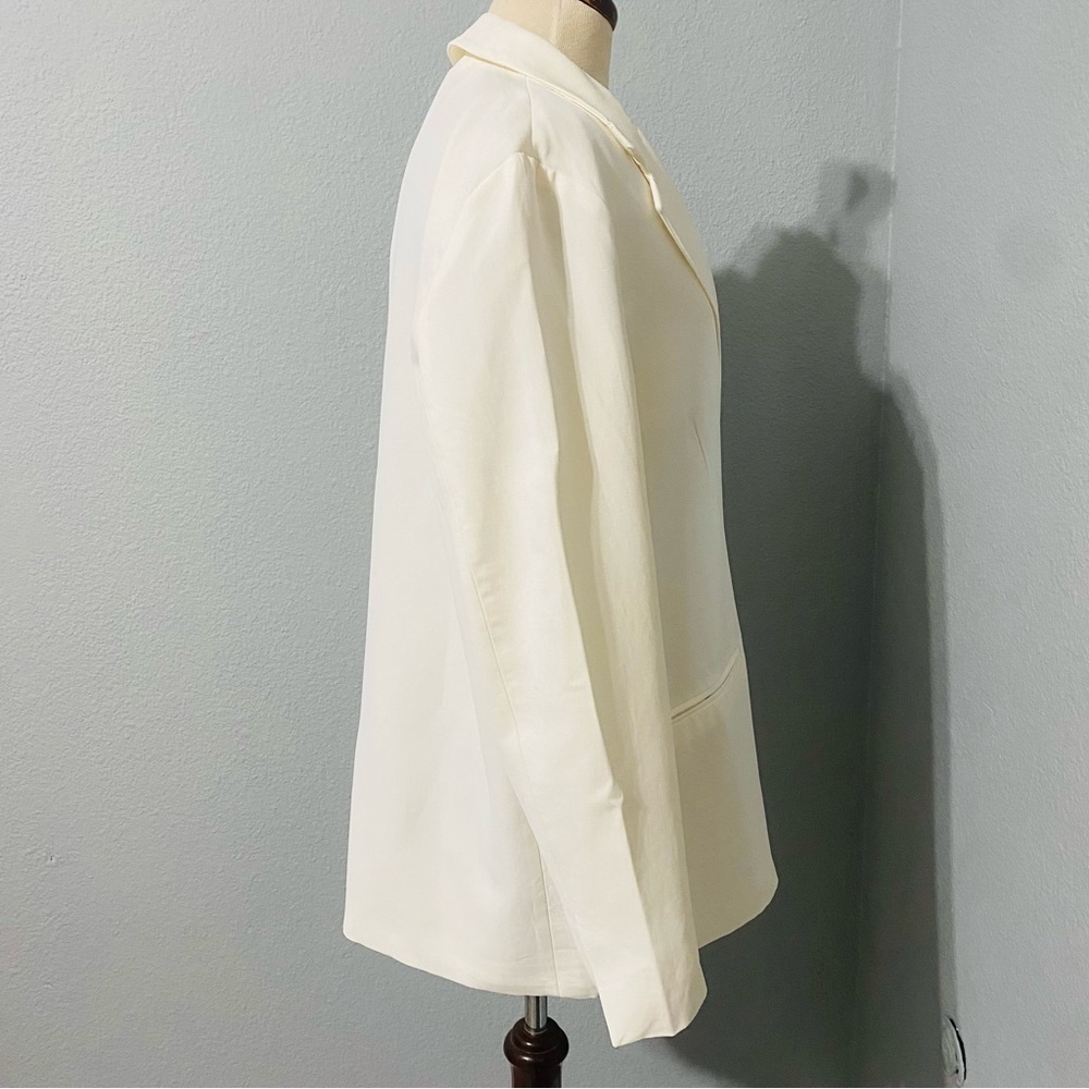 Zara Blogger’s Fav Oyster White Straight Cut Out Blazer with Lapel Collar Sz XL‎ - Picture 7 of 16